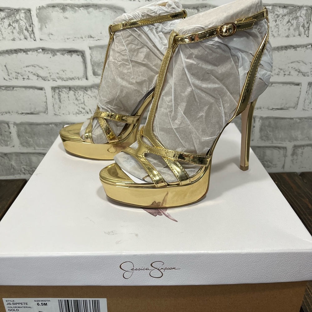 New Jessica Simpson Sippete Women's Dress Platform, gold